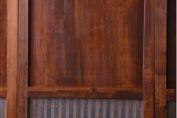 古民具・骨董　大正期　裏ガラス入り!古い格子ガラス帯戸4枚セット