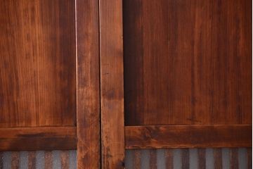 古民具・骨董　大正期　裏ガラス入り!古い格子ガラス帯戸4枚セット