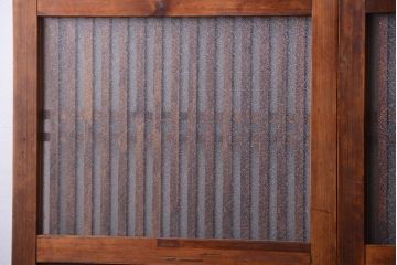 古民具・骨董　大正期　裏ガラス入り!古い格子ガラス帯戸4枚セット