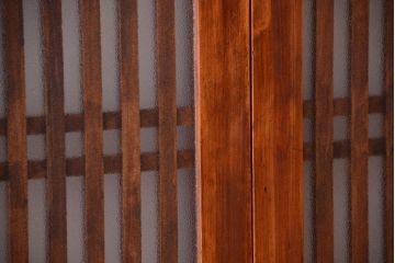 古民具・骨董　大正期　裏ガラス入り!古い格子ガラス帯戸4枚セット