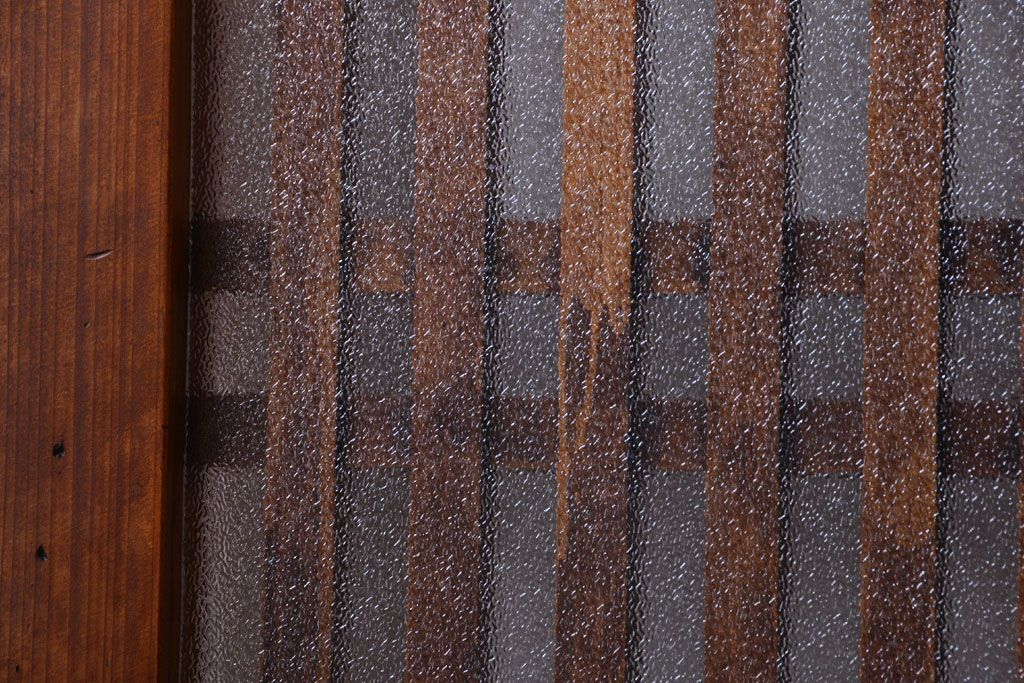 古民具・骨董　大正期　裏ガラス入り!古い格子ガラス帯戸4枚セット