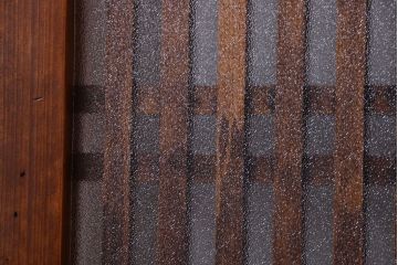 古民具・骨董　大正期　裏ガラス入り!古い格子ガラス帯戸4枚セット