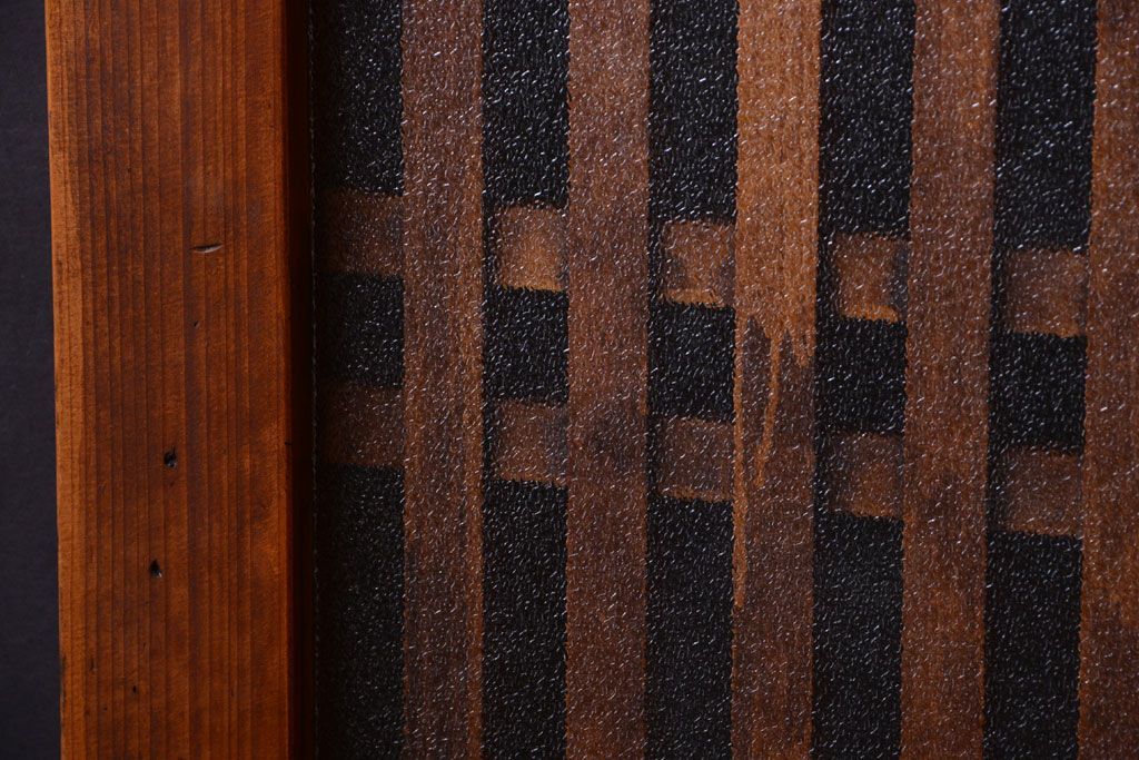 古民具・骨董　大正期　裏ガラス入り!古い格子ガラス帯戸4枚セット