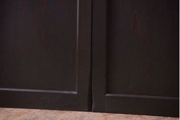 古民具・骨董　すりガラス帯のアンティーク引き戸2枚セット