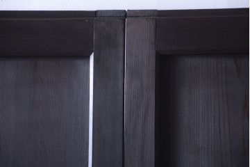 古民具・骨董　すりガラス帯のアンティーク引き戸2枚セット