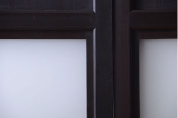 古民具・骨董　すりガラス帯のアンティーク引き戸2枚セット