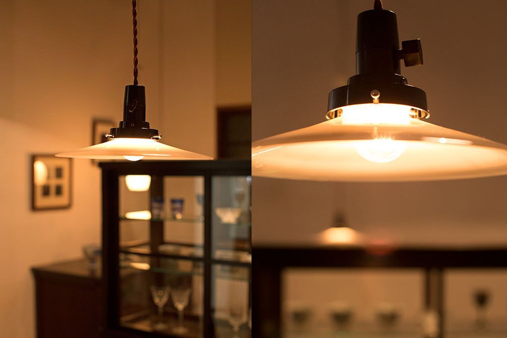 昭和レトロ　平笠照明2個セット