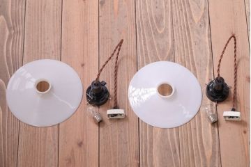昭和レトロ　平笠照明2個セット