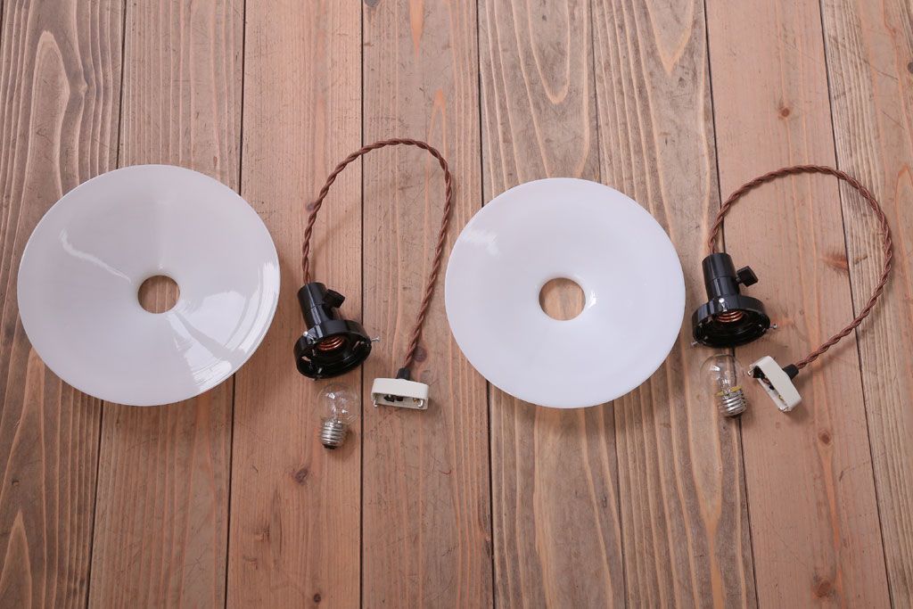 昭和レトロ　平笠照明2個セット