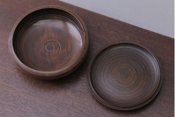 アンティーク雑貨　和製アンティーク　古い木製の蓋付き小物入れ(菓子盆)