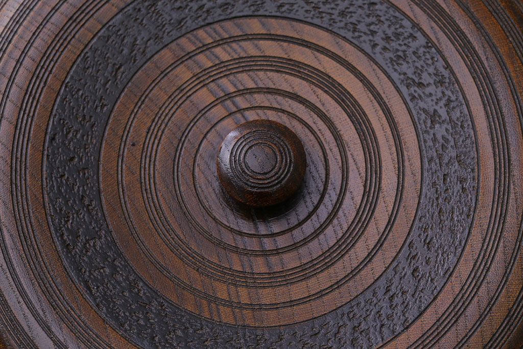 アンティーク雑貨　和製アンティーク　古い木製の蓋付き小物入れ(菓子盆)