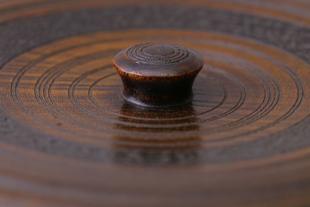 アンティーク雑貨　和製アンティーク　古い木製の蓋付き小物入れ(菓子盆)