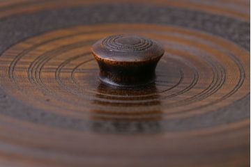 アンティーク雑貨　和製アンティーク　古い木製の蓋付き小物入れ(菓子盆)