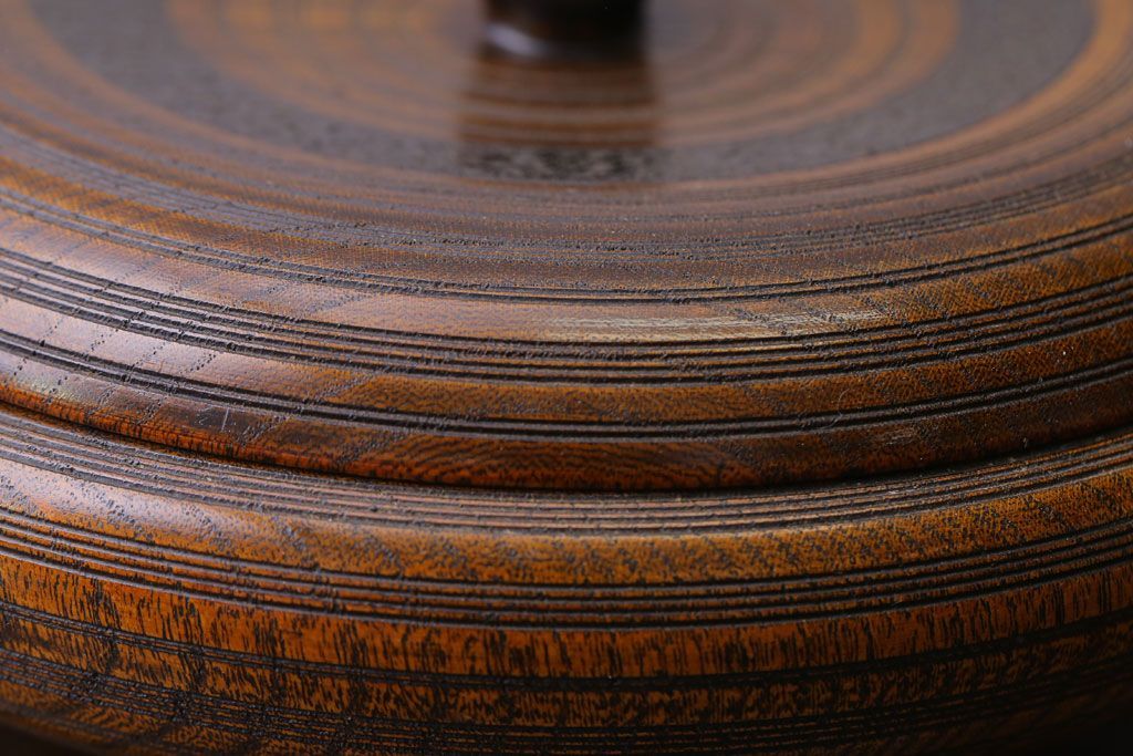 アンティーク雑貨　和製アンティーク　古い木製の蓋付き小物入れ(菓子盆)