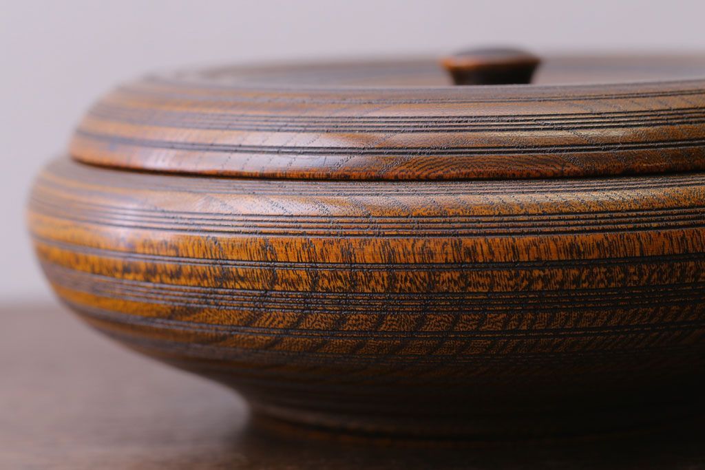 アンティーク雑貨　和製アンティーク　古い木製の蓋付き小物入れ(菓子盆)