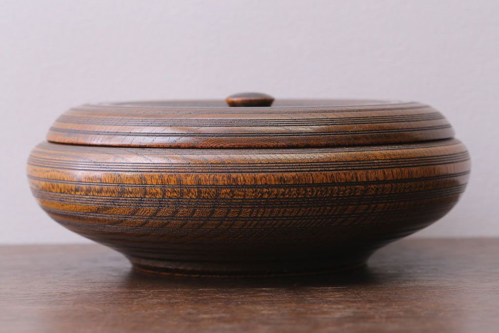 アンティーク雑貨　和製アンティーク　古い木製の蓋付き小物入れ(菓子盆)