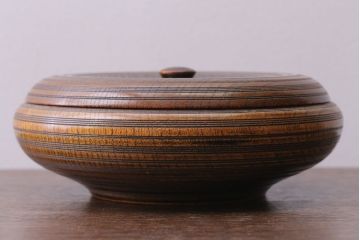 アンティーク雑貨　和製アンティーク　古い木製の蓋付き小物入れ(菓子盆)