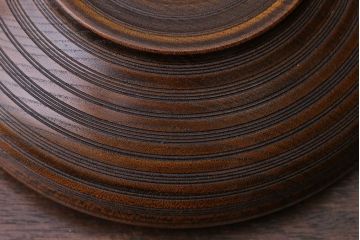 アンティーク雑貨　和製アンティーク　古い木製の蓋付き小物入れ(菓子盆)