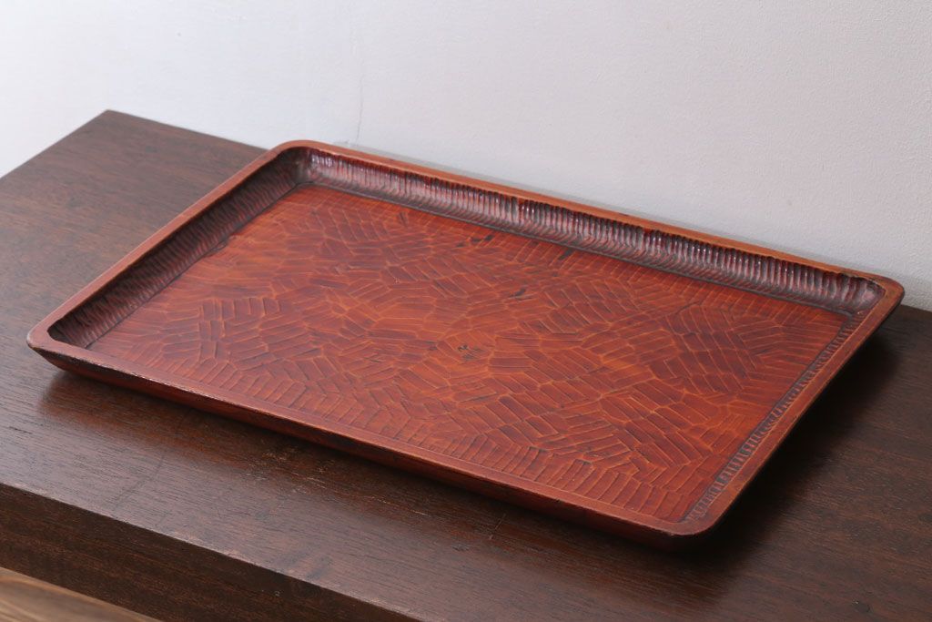 アンティーク雑貨　和製アンティーク　古い木製のトレー(お盆)