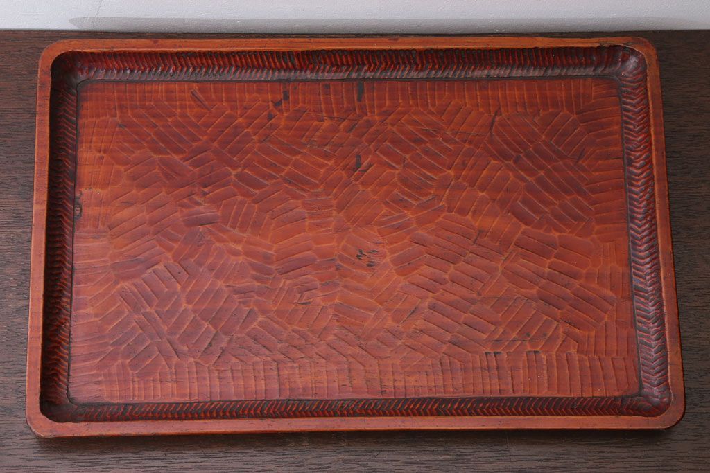 アンティーク雑貨　和製アンティーク　古い木製のトレー(お盆)