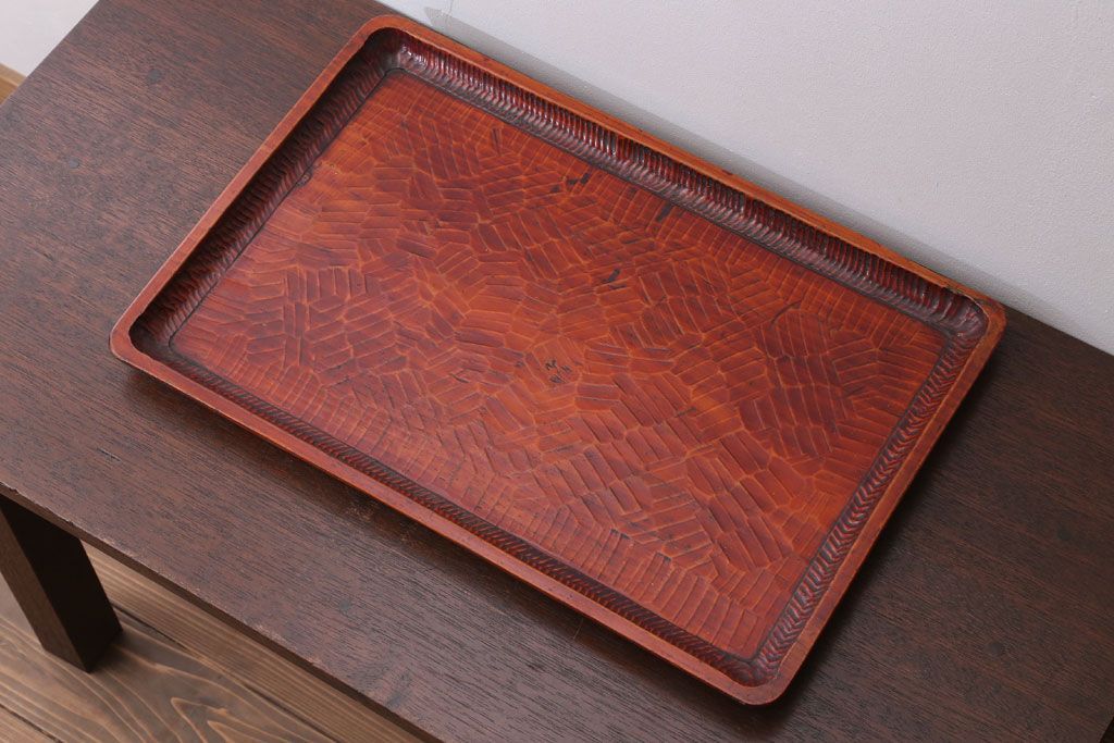 アンティーク雑貨　和製アンティーク　古い木製のトレー(お盆)