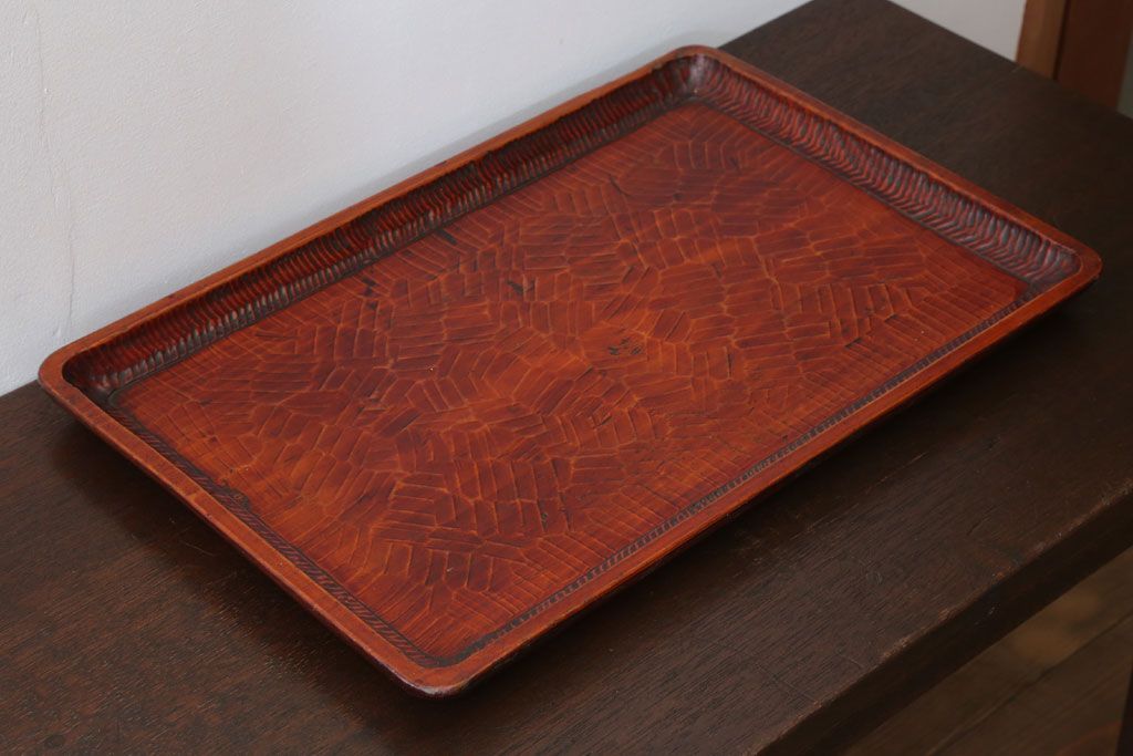 アンティーク雑貨　和製アンティーク　古い木製のトレー(お盆)