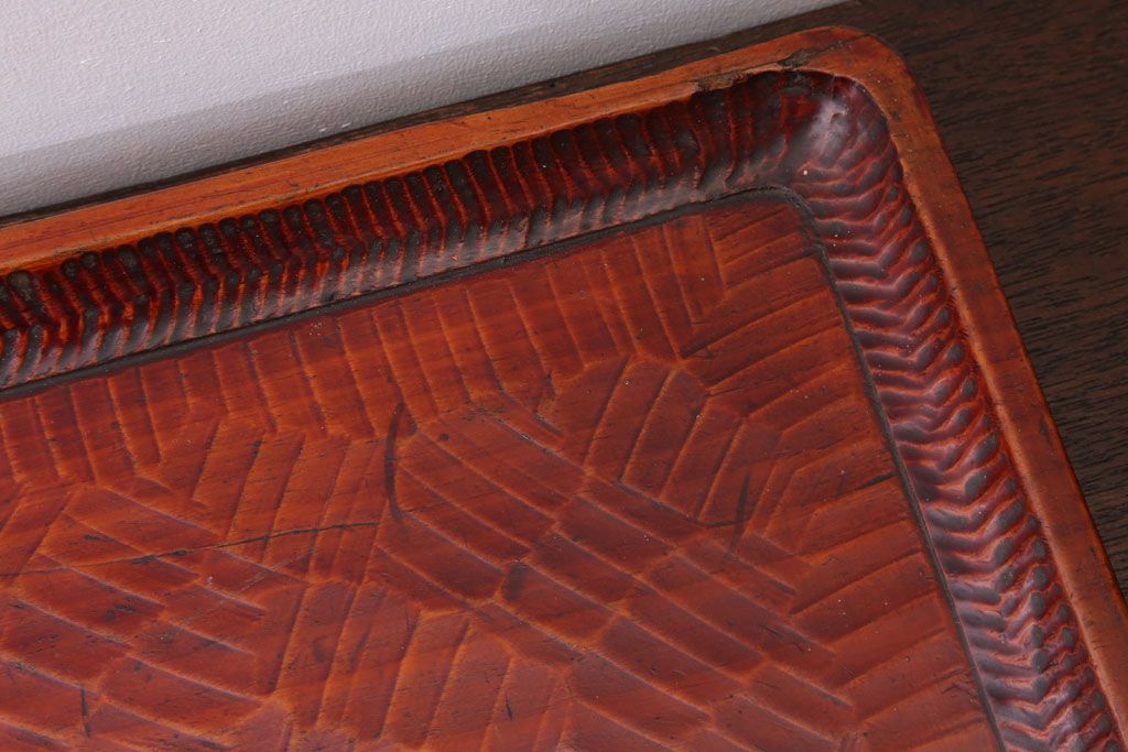 アンティーク雑貨　和製アンティーク　古い木製のトレー(お盆)