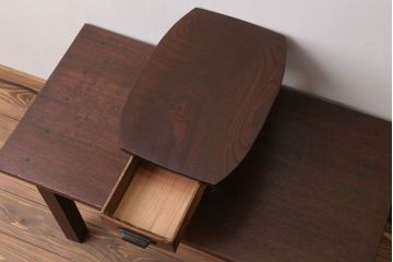 アンティーク家具　和製アンティーク　引き出し付き!古い欅材の小さなテーブル(花台)