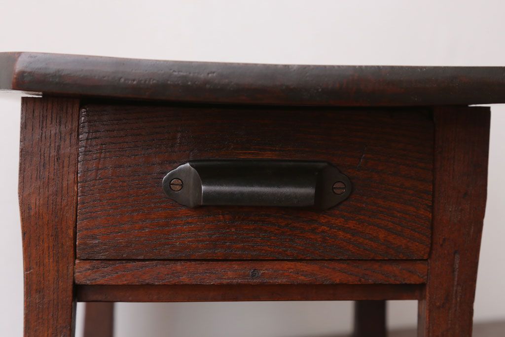 アンティーク家具　和製アンティーク　引き出し付き!古い欅材の小さなテーブル(花台)