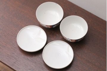 アンティーク雑貨　アンティーク　大正〜昭和初期　色絵茶碗2客セット