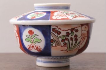 アンティーク雑貨　アンティーク　大正〜昭和初期　色絵茶碗2客セット