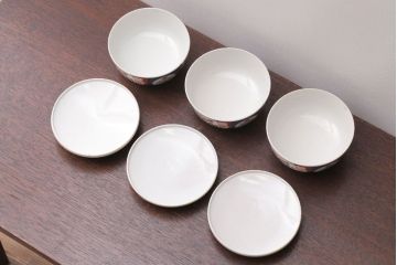 アンティーク雑貨　アンティーク　大正〜昭和初期　色絵茶碗3客セット