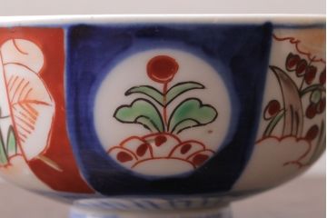 アンティーク雑貨　アンティーク　大正〜昭和初期　色絵茶碗3客セット