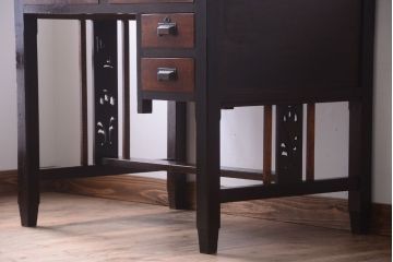 アンティーク家具　大正ロマン　古い木製のアンティーク片袖机(デスク)