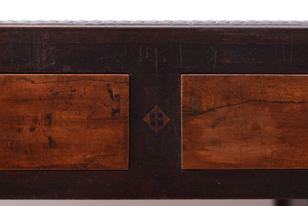 アンティーク家具　大正ロマン　古い木製のアンティーク片袖机(デスク)