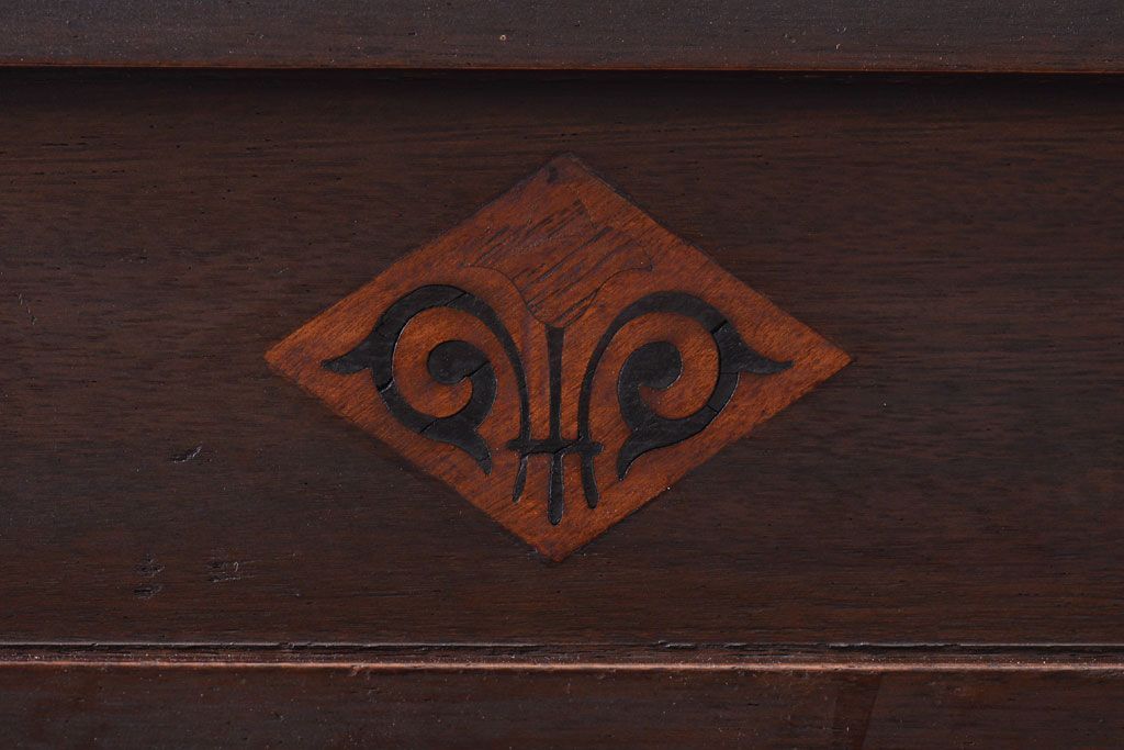 アンティーク家具　大正ロマン　古い木製のアンティーク片袖机(デスク)