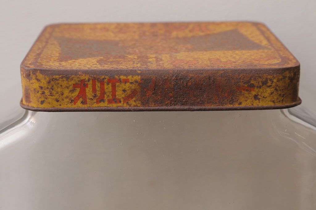 アンティーク雑貨　昭和レトロ　オリエンタルカレーのガラス瓶(角瓶)