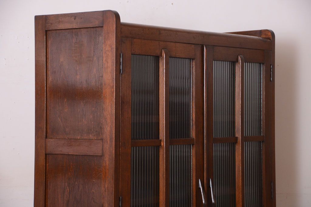 アンティーク家具　和製アンティーク　モールガラス入り!古い木の本箱