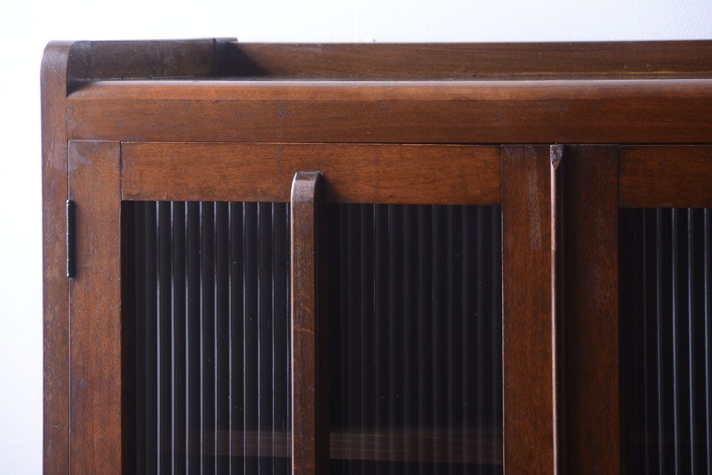 アンティーク家具　和製アンティーク　モールガラス入り!古い木の本箱