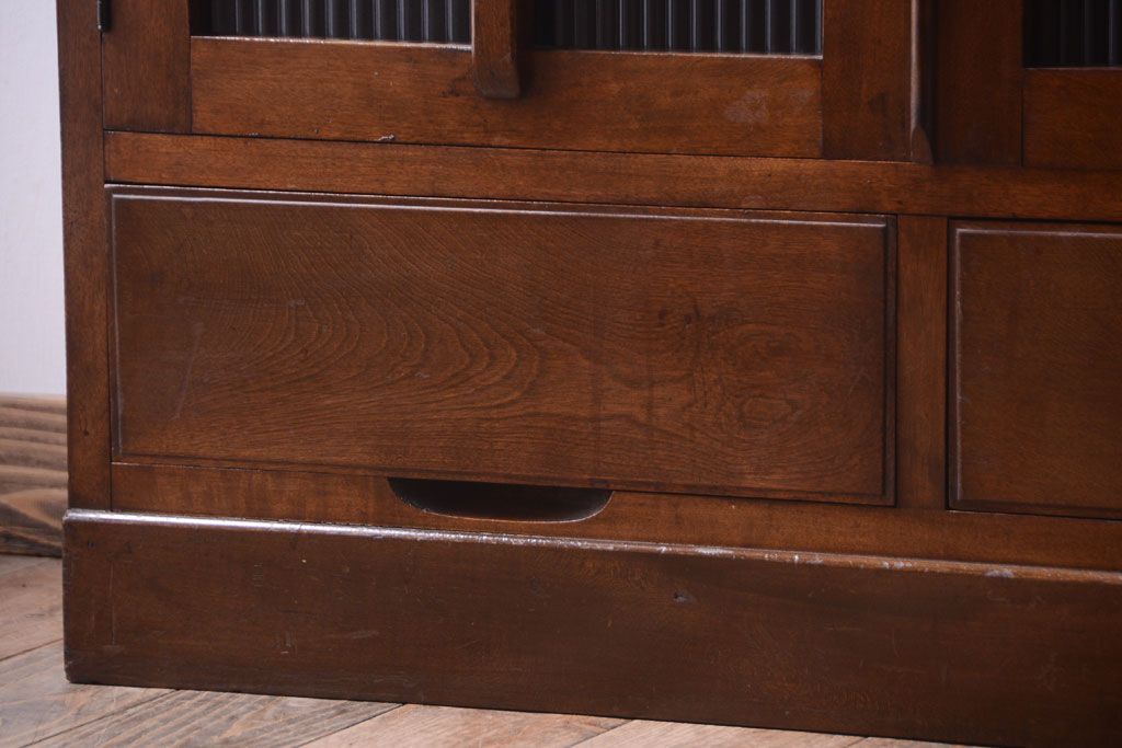 アンティーク家具　和製アンティーク　モールガラス入り!古い木の本箱