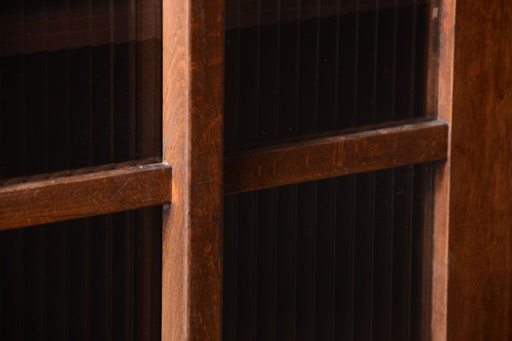 アンティーク家具　和製アンティーク　モールガラス入り!古い木の本箱