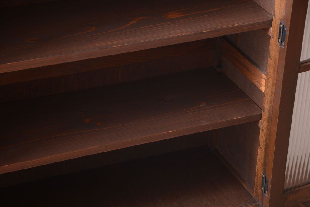 アンティーク家具　和製アンティーク　モールガラス入り!古い木の本箱