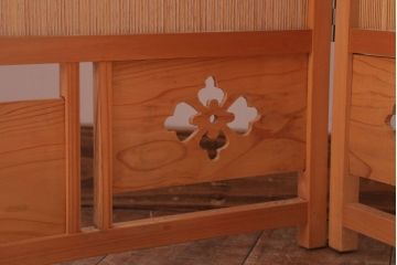 アンティーク雑貨　古民具・骨董　古い木味の四連屏風衝立て(パーテーション)(2)