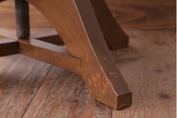 アンティーク家具　和製アンティーク　透かし彫り　オリジナル座面のナラ材製回転椅子(回転イス)