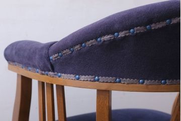 アンティーク家具　和製アンティーク　透かし彫り　オリジナル座面のナラ材製回転椅子(回転イス)