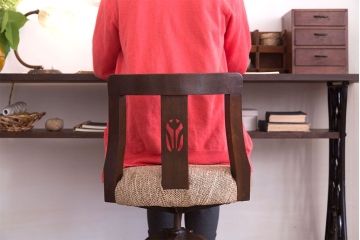 アンティーク家具　和製アンティーク　透かし彫り　古い木の回転椅子(回転イス)