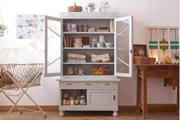 アンティーク家具　アンティークペイント　丸脚付き!おしゃれでかわいい食器棚