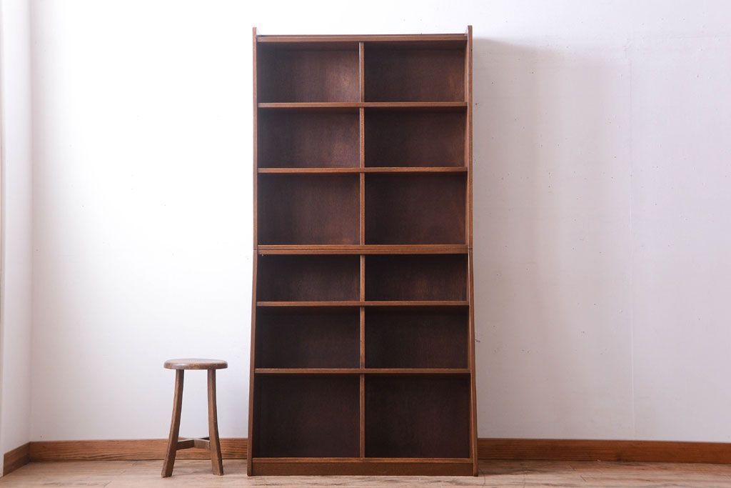 アンティーク家具　アンティーク　古いナラ材の大きな重ね本棚