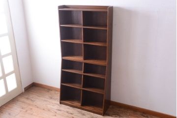 アンティーク家具　アンティーク　古いナラ材の大きな重ね本棚