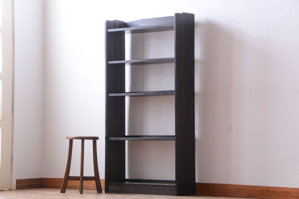 アンティーク家具　アンティーク　古い木製のシンプルな本棚(2)